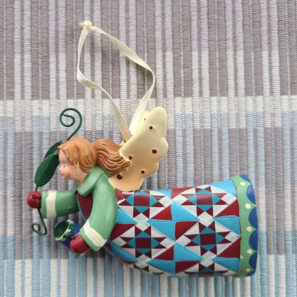 Vintage 2004 Ranger Int'l Gardening Folk Art Angel Ornament Watering Can & Vine